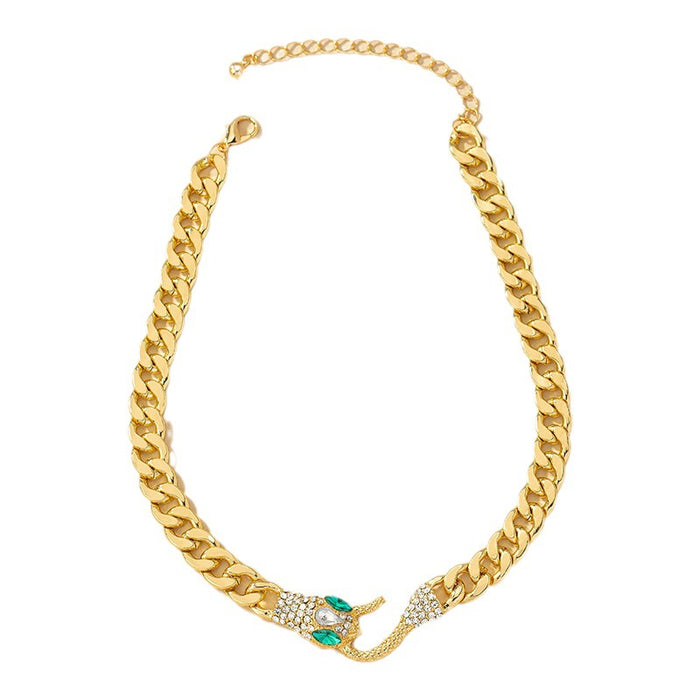 Wholesale Serpentine metal chain necklace collarbone chain New year ins hip-hop trendy cool accessories