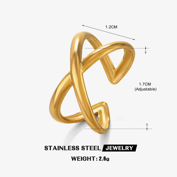 Wholesale Stainless steel female hip hop Gold Plated Rings Adjustable rings