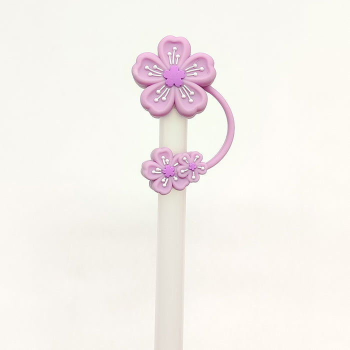 Wholesale 10pcs Flower straw cap food grade silicone straw cap suction tube cover dust cap