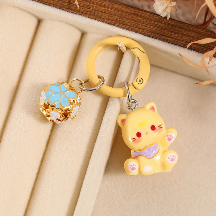 Wholesale Cute Cat Resin Phone Chain Keychain Cartoon Animal Bag Charm Gift For Girls Boutique Resale Accessory