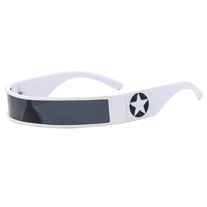 Wholesale Cyberpunk five-pointed star technology riding one-piece  future sense niche  hot girl sunglasses