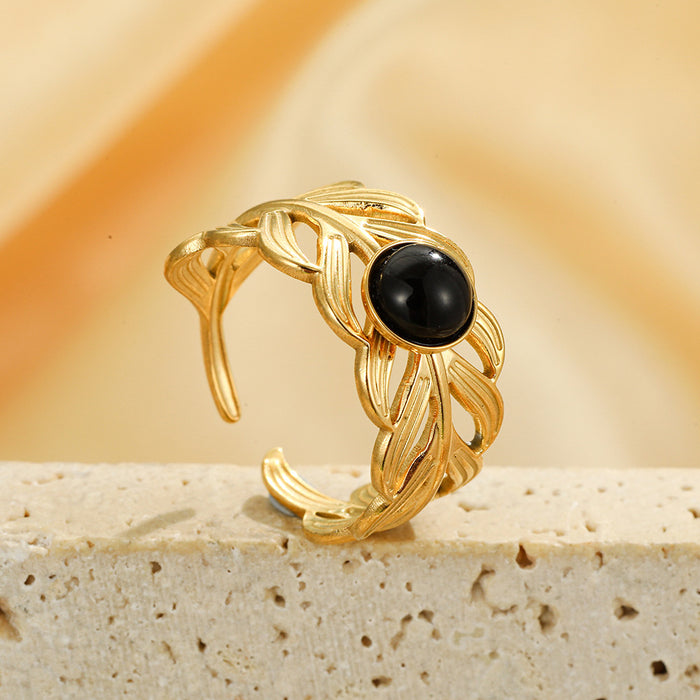 Wholesale Asymmetric geometry retro ring titanium steel light luxury design anti fading stainless steel jewelry