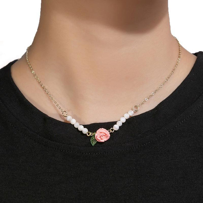 Wholesale Dopamine Colorful Stone Smiley Necklace Colorful Beaded Flower Sweet Cool Style Clavicle Chain Candy Love Pendant Female