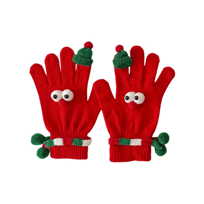 Wholesale Christmas gloves this year red children' s socks funny warm five-finger gloves