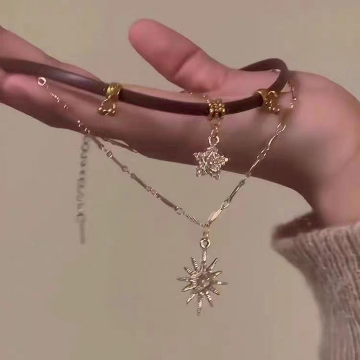 Wholesale Eight pointed star necklace, niche design, collarbone chain, double-layer stacked necklace