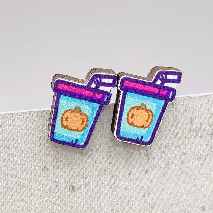 Wholesale  Earrings Horror Pumpkin Ghost Bat Wooden Earrings