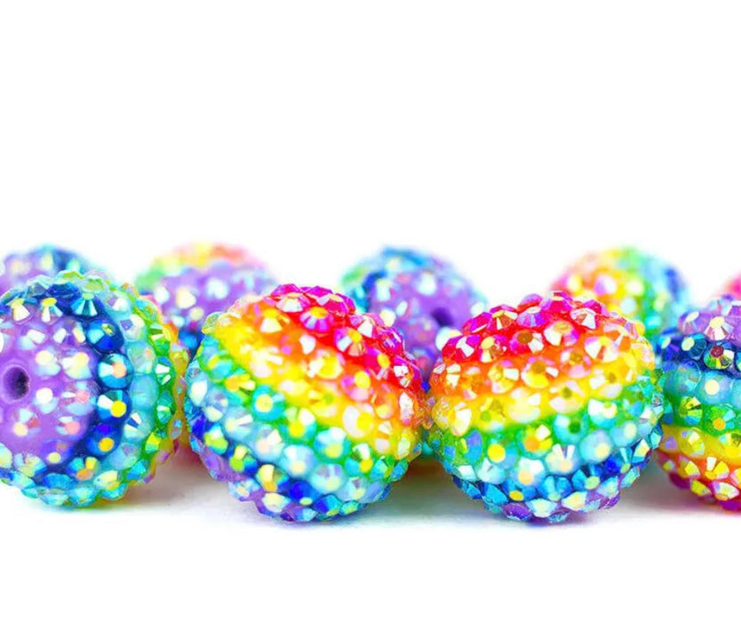 Wholesale 5pcs 22MM Rainbow Color Stripe Resin Beads Bubblegum Beads JDC-BDS-NiJia001