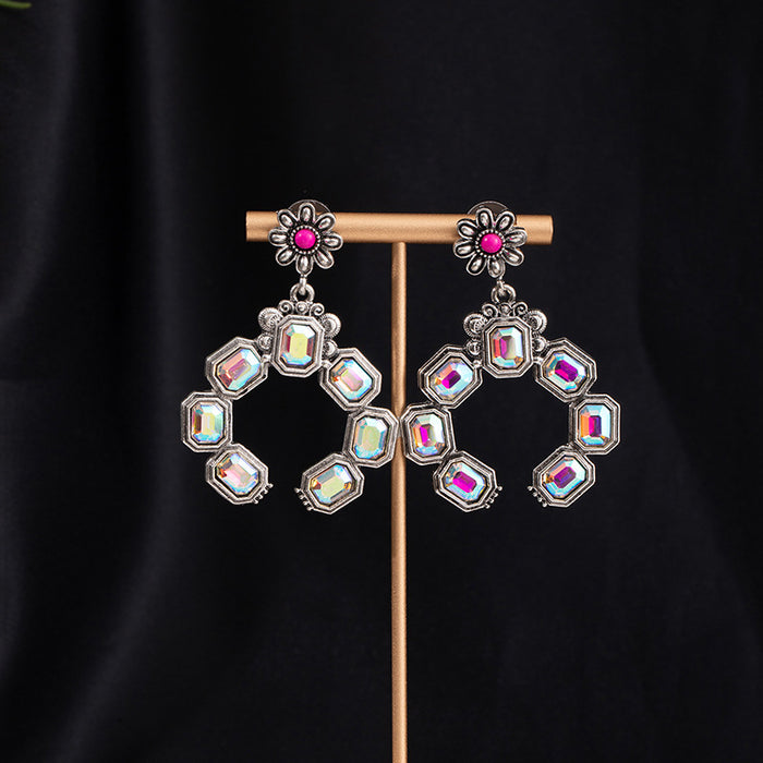 Wholesale Turquoise Flower Pendant Bohemian Ethnic Style Earrings