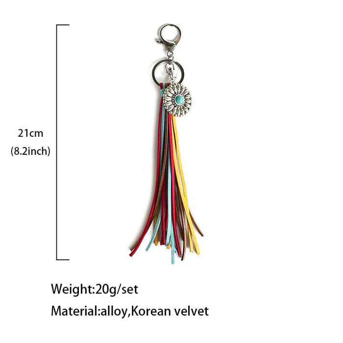 Wholesale Long Tassel Keychain Alloy Sunflower Bag Multi-Color New Pendant Gift