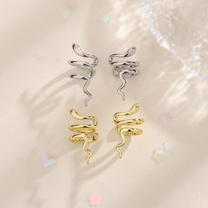 Wholesale Ear clip without ear hole, street style personalized creativity, smooth lines wrapped around small snake ear bone clip, ear hook