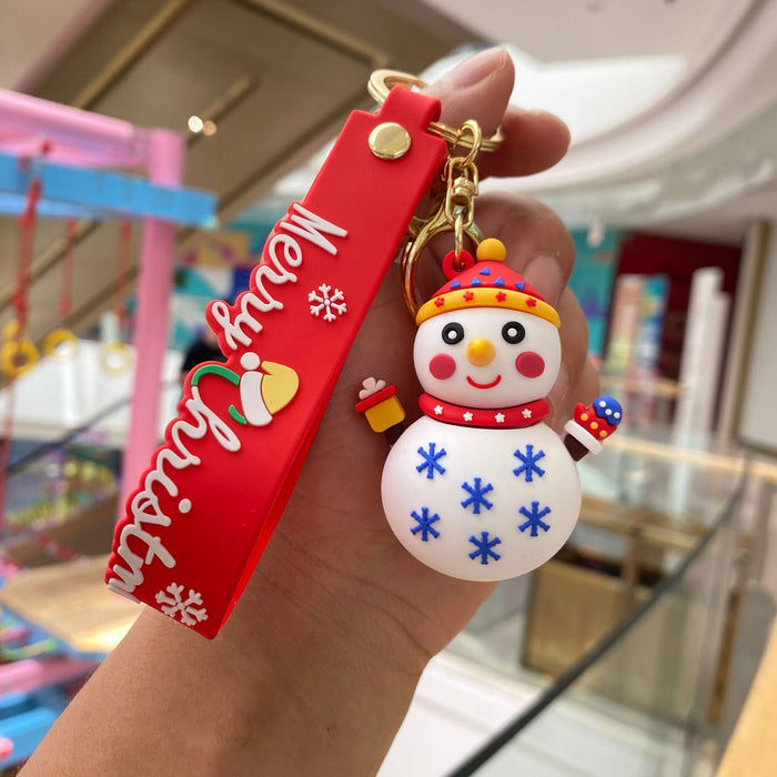 Wholesale Cartoon Snowman Christmas Key Silicone Keychains JDC-KC-PengYu007