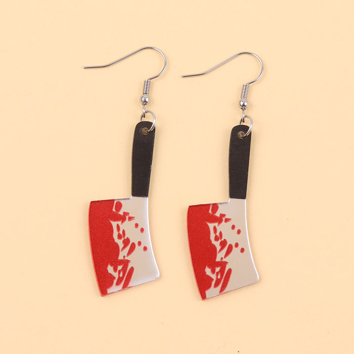 Wholesale  Acrylic Earrings Horror with Blood Mirror Dagger Chopper Axe Earrings Ear Accessories