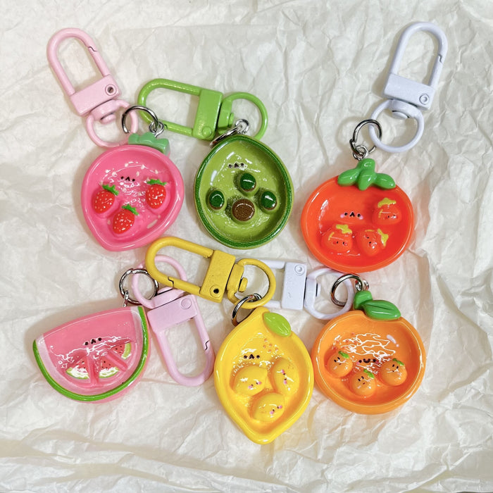 Wholesale Cute Fruit and Vegetable Plate Keychain Cartoon Girl Heart Bag Pendant