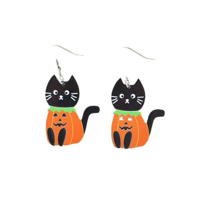 Wholesale Halloween Black Cat Acrylic Earrings JDC-ES-WenT024