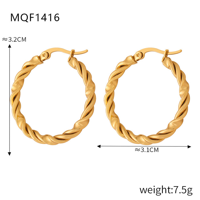 Wholesale Cold and elegant style, simple and personalized jewelry, geometric twist texture design, titanium steel O-ring