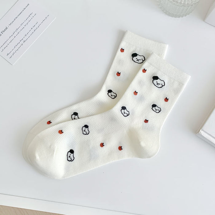 Wholesale Socks, mid tube women's socks, thin mesh, cute cartoon socks, cotton socks