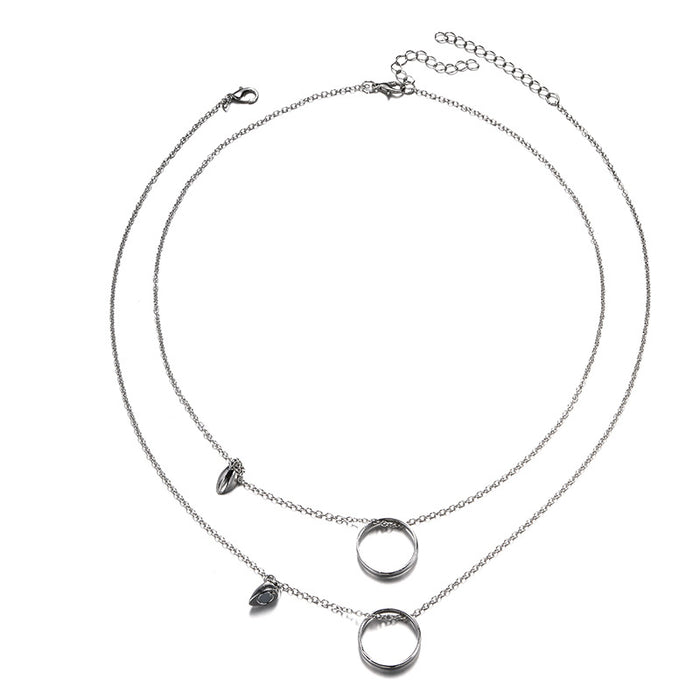 Wholesale New jewelry, niche alloy pendant, personalized couple love, double-layer layered necklace set