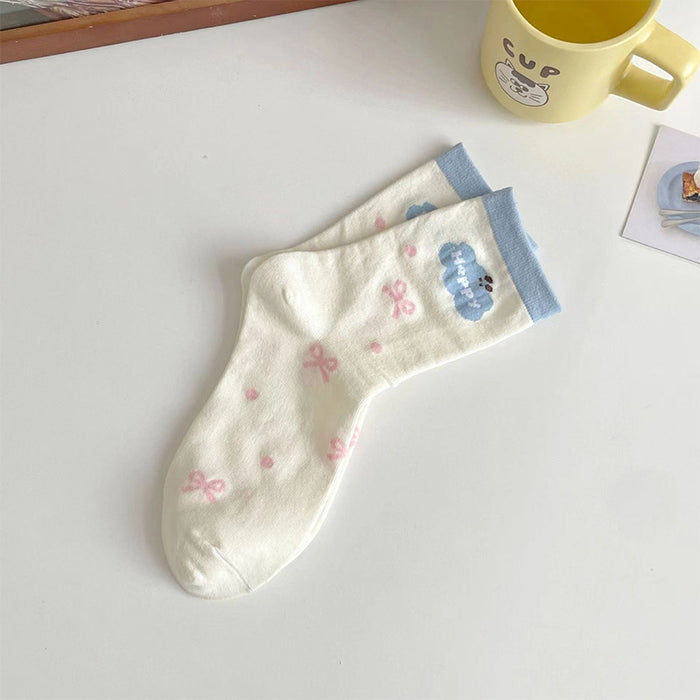 Wholesale Cartoon Socks Children's Middle Socks Cute College Style Bow Dog Striped Long Socks
