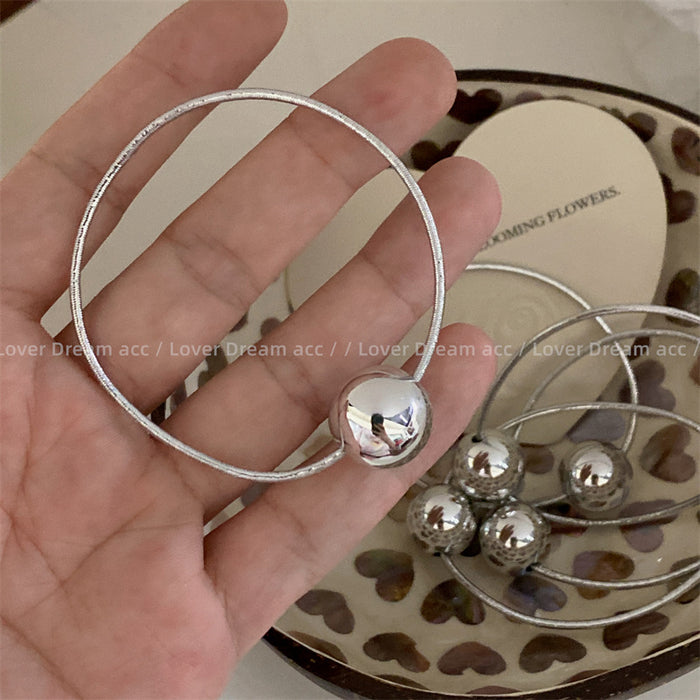 Wholesale Bright Silver Ball High Elastic Rubber Band Hair