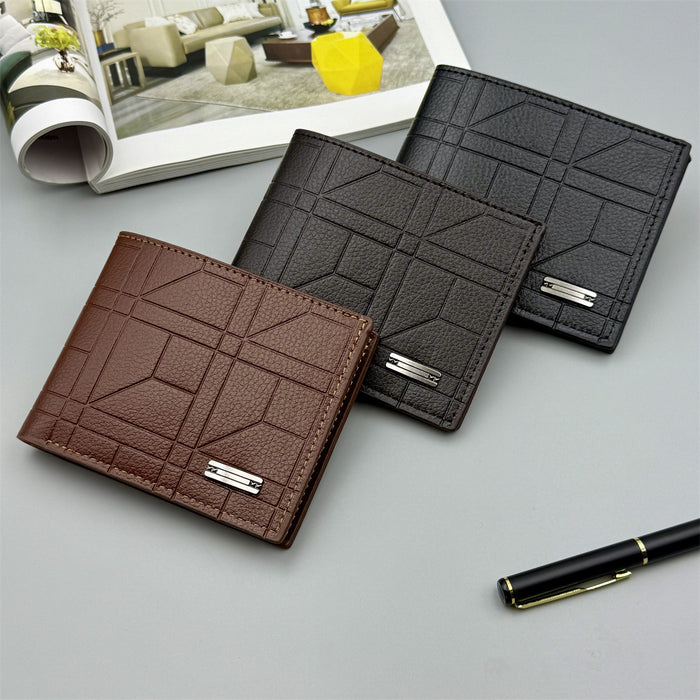 Wholesale Black Geometric Embossed PU Men' s Wallet Stylish Everyday Accessory MOQ≥2