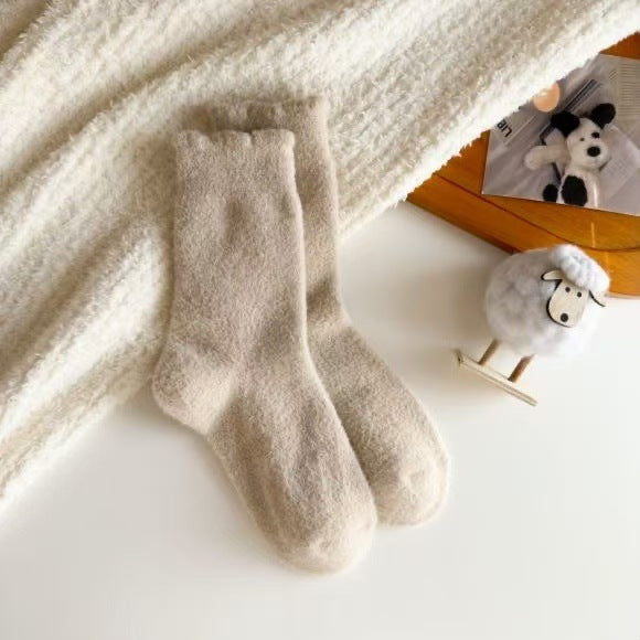 Wholesale Socks, mid tube socks, thick velvet, warm home floor socks, solid color sleep socks