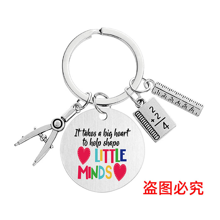 Wholesale Teacher's Day Metal Engraving Keychains JDC-KC-GangGu054