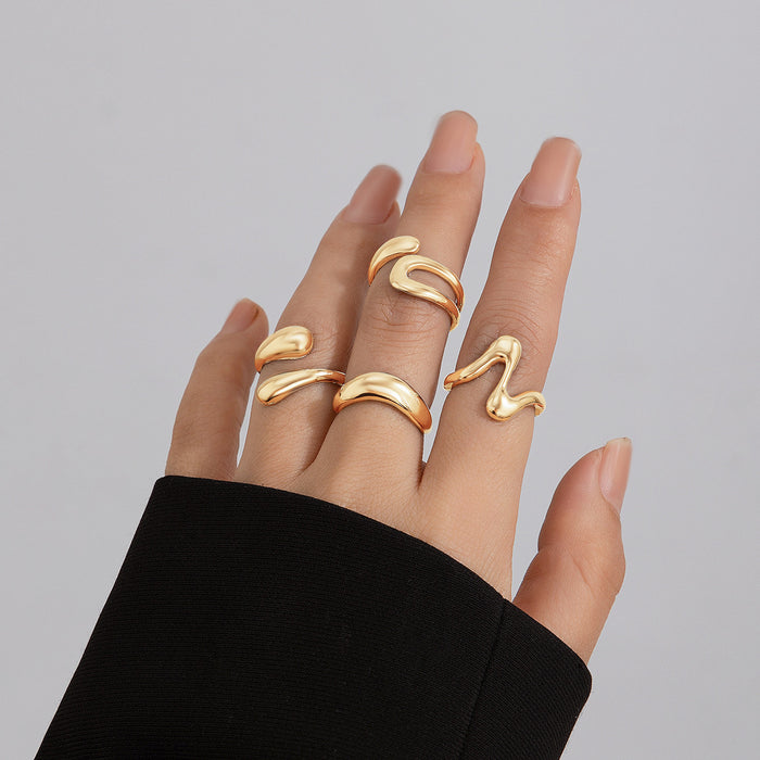 Wholesale Design Sense Geometry Ring Niche Open Ring Index Finger Ring Lava Metal Arc Ring