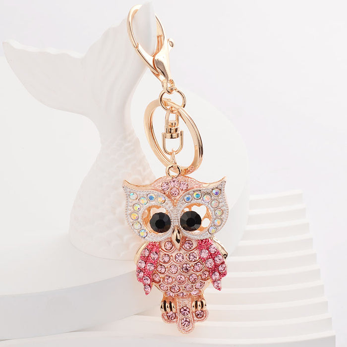 Wholesale Owl Keychain Pendant Gold Tone Zinc Alloy Trendy Bag Charm Gift