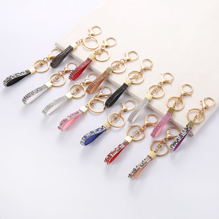 Wholesale Diamond keychain anti-loss decorative bag pendant car key rope headset chain jewelry