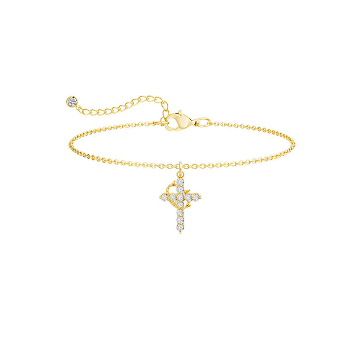 Wholesale Rotating Circle Cross Ring Zircon Cross Bracelet