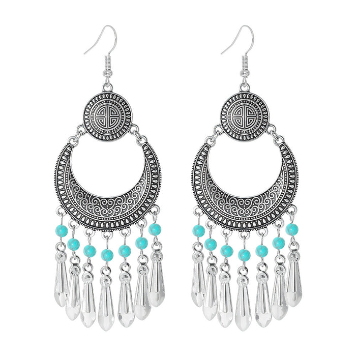 Wholesale Beach Vacation Geometric Alloy Earrings with Turquoise Acrylic Fashion Jewelry MOQ≥2
