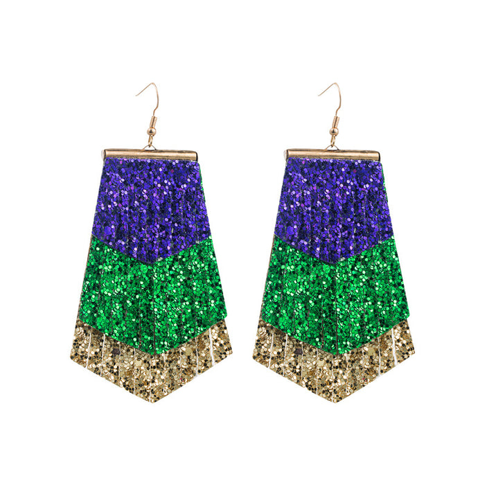 Wholesale Multilayer leather patchwork leaf-shaped leather earrings