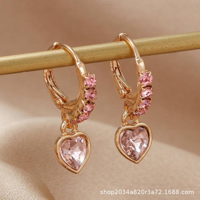 Wholesale Earrings Metal Diamond Zirconia Pendant JDC-ES-QinQ007