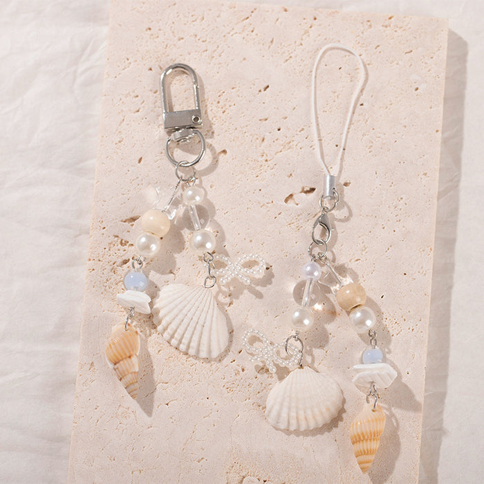 Wholesale Shell Starfish Mobile Phone Chain Earphones C5amera Keychain Pendant
