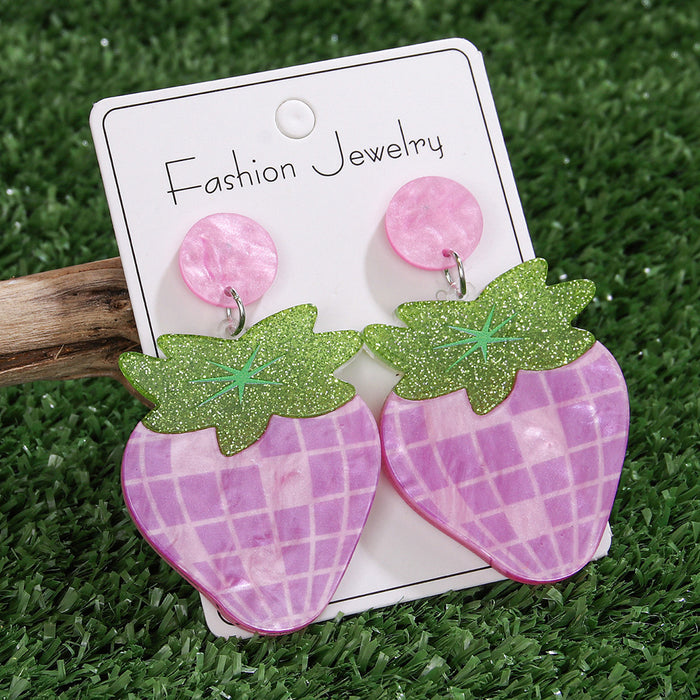 Wholesale Acrylic Earrings White Purple Red Plaid Strawberry Acrylic Earrings Earrings Earrings for Women