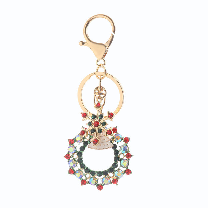 Wholesale Christmas Tree Rhinestone Keychain Zinc Alloy Bell Pendant Business Gift MOQ≥2