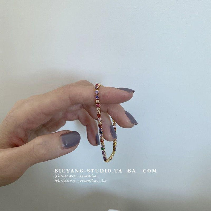 Wholesale New fashionable niche design, retro color diamond, high-end temperament, light luxury, versatile color full diamond bracelet