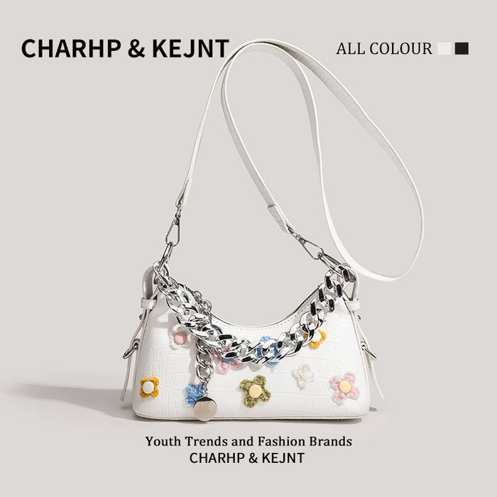 Wholesale Popular flower style stick bag, high-end texture, niche underarm crossbody bag