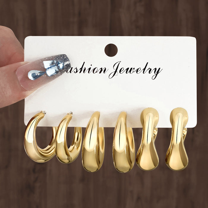 Wholesale 6-Pair Creative Gold Teardrop Earring Set