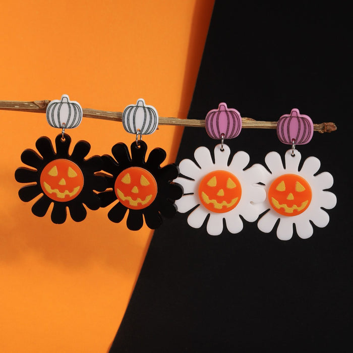 Wholesale  Acrylic Earrings Pumpkin Skull Flower Earring Set Dark Gothic Style