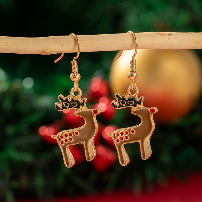 Wholesale Alloy Christmas Earrings with Elk and Snowflake Design for Holiday Party and Gift