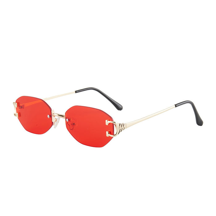 Wholesale Versatile metal small frame sunglasses oval frame sunglasses personalized frameless glasses