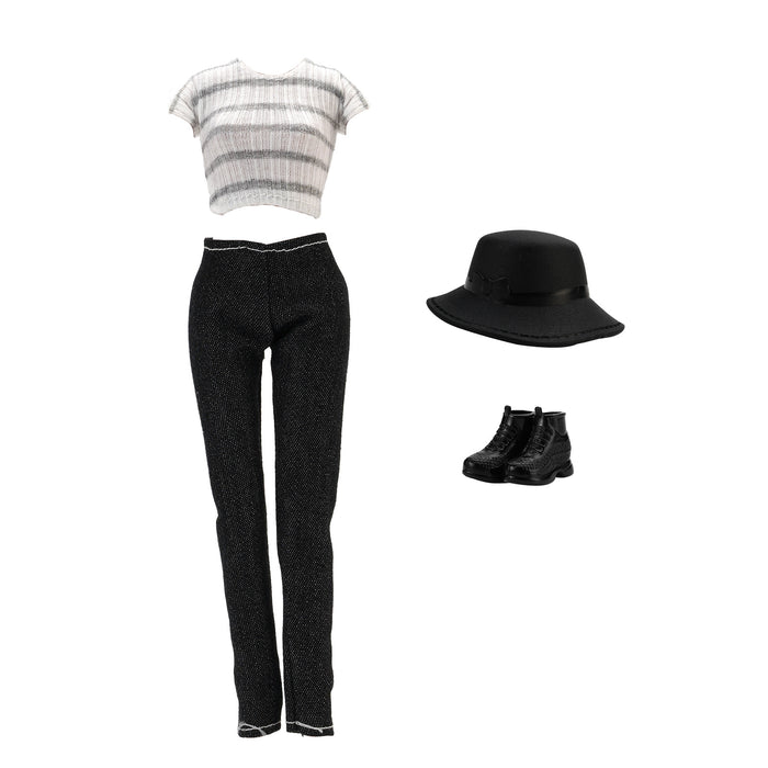 Wholesale 11 inch doll fashion travel variety of striped shirt jeans