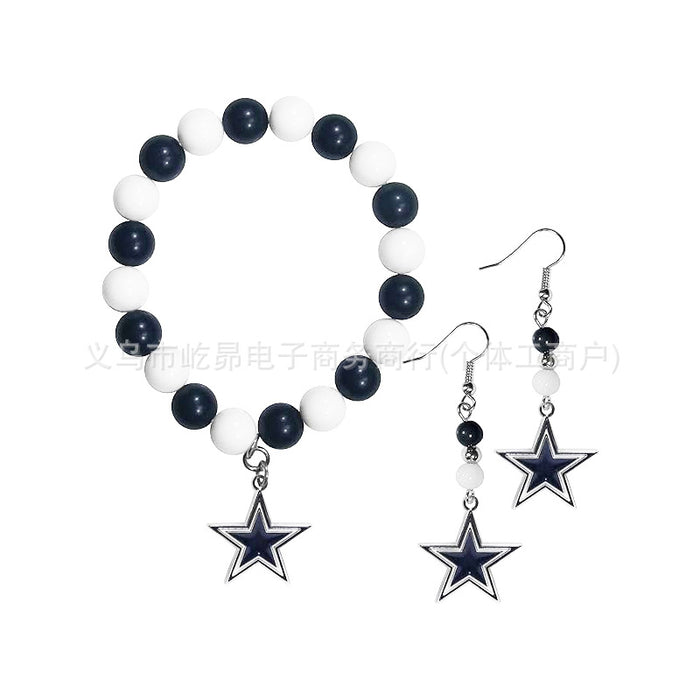 Wholesale Football Colored Candy Acrylic Bead Bracelet Earring Set