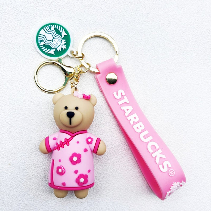 Wholesale Soft rubber cute bear cartoon keychains