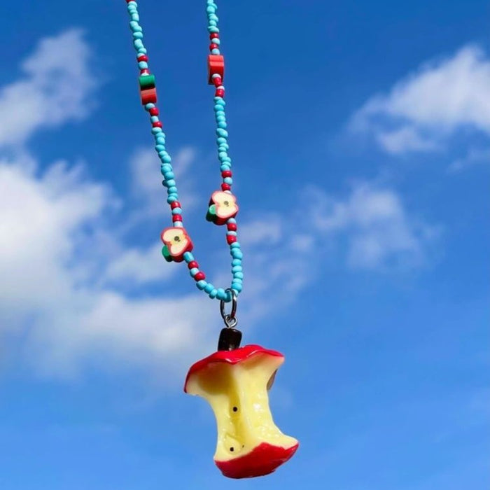 Wholesale Apple Core Beaded Color Necklace Women's New Sweet Cool Spice Girl  Clavicle Chain