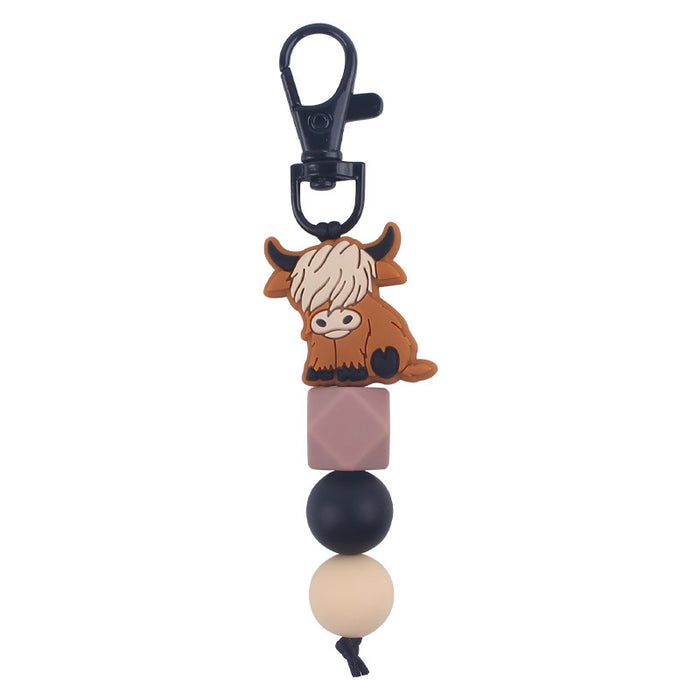 Wholesale  cartoon animal  plastic beads keychain
