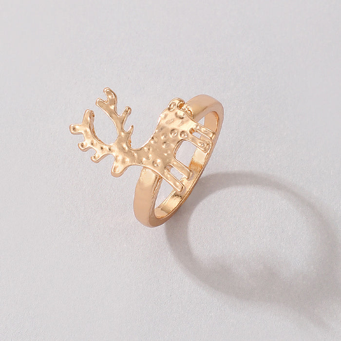 Wholesale Christmas Drip Oil Elk Santa Ring Alloy Jewelry Accessory Boutique Resale MOQ≥2