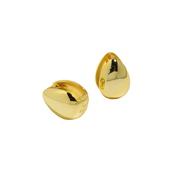 Wholesale Minimalist and versatile geometric oval smooth texture pure silver ear buckle with niche design