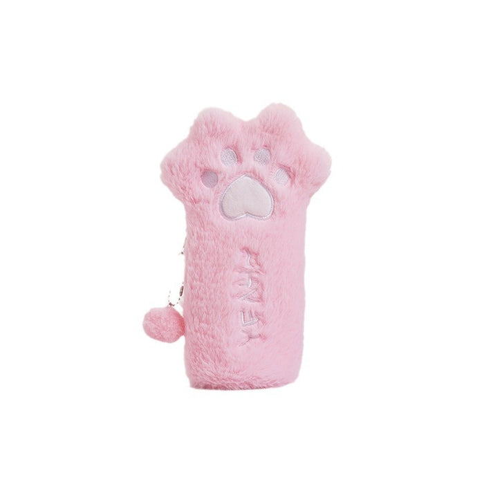 Wholesale Cartoon Cute Plush Pencil Case Cat Paw Large Capacity